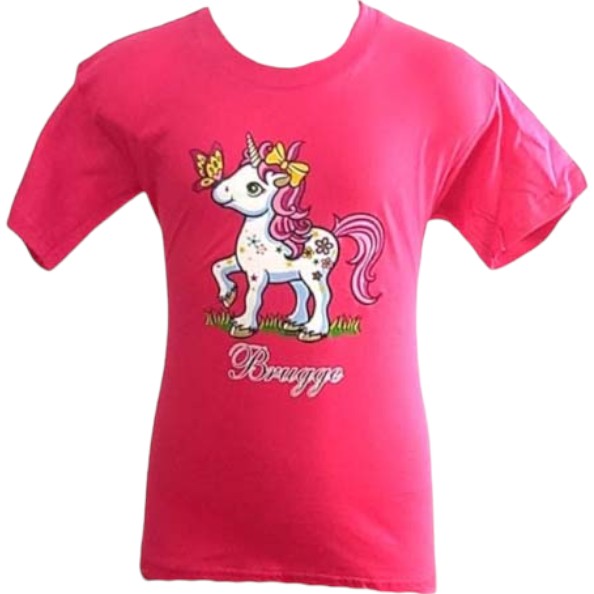 T-shirt kids Brugge unicorn fuchia L