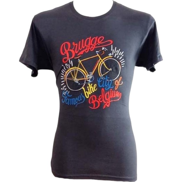T-Shirt Adults Brugge Famous Bike Charcoal
