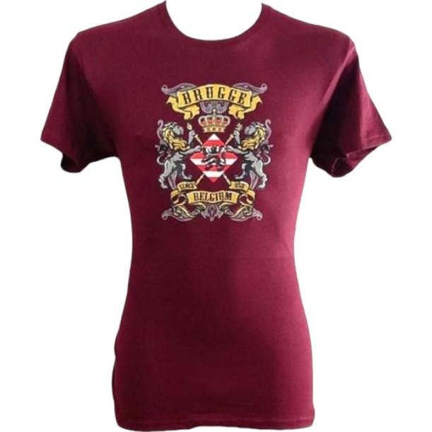 T-shirt adults Brugge shield burgundy L