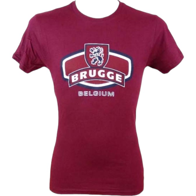 T-shirt adults Brugge lion burgundy L