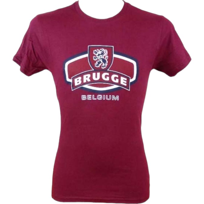 T-Shirt Adults Brugge Lion Burgundy
