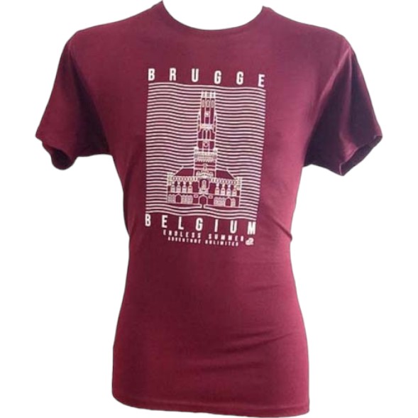 T-shirt adults Brugge summertime burgundy L