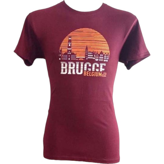 T-shirt adults Brugge sunset burgundy L