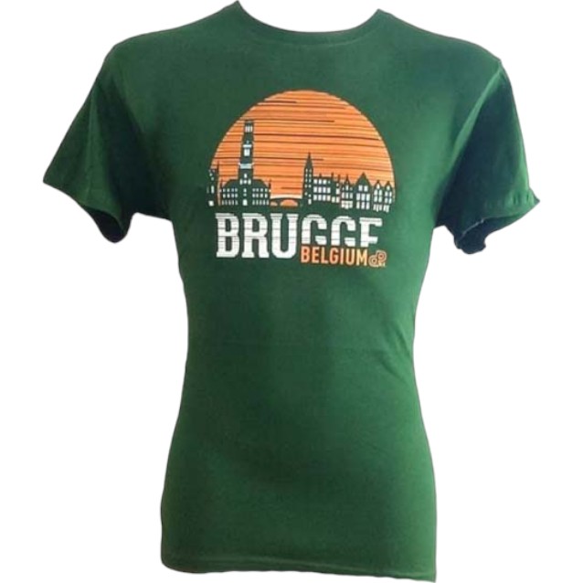 T-shirt adults Brugge sunset bottle green L