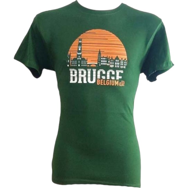 T-Shirt Adults Brugge Sunset Bottle Green