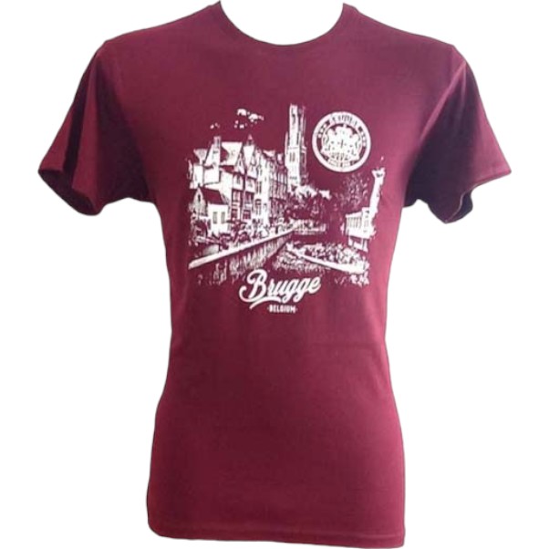 T-shirt adults Brugge kaai burgundy L