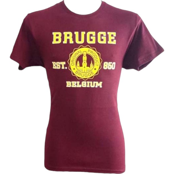 T-Shirt Adults Brugge Yellow Burgundy