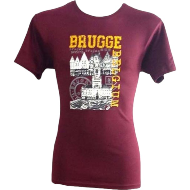 T-shirt adults Brugge stamp burgundy L