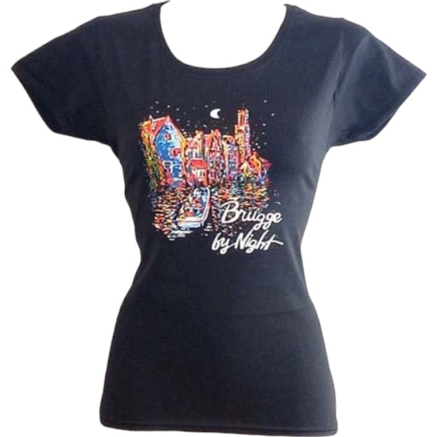 T-shirt ladies Brugge by night black L