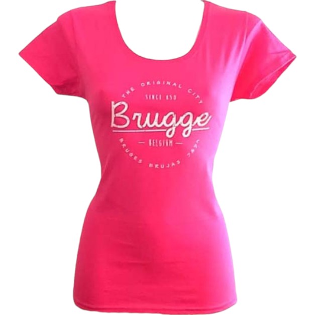 T-Shirt Ladies Brugge Original Fuchia