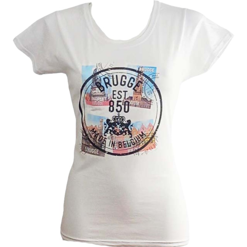 T-Shirt Ladies Brugge Post White