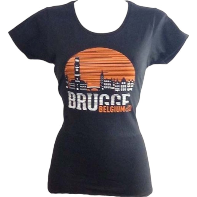 T-Shirt Ladies Brugge Sunset Black