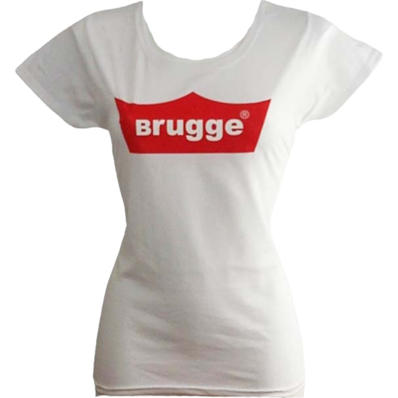 T-Shirt Ladies Brugge Red Crown White