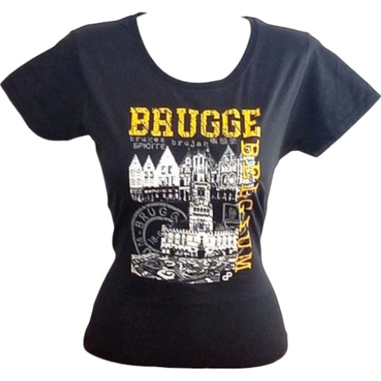 T-Shirt Ladies Brugge Stamp Black