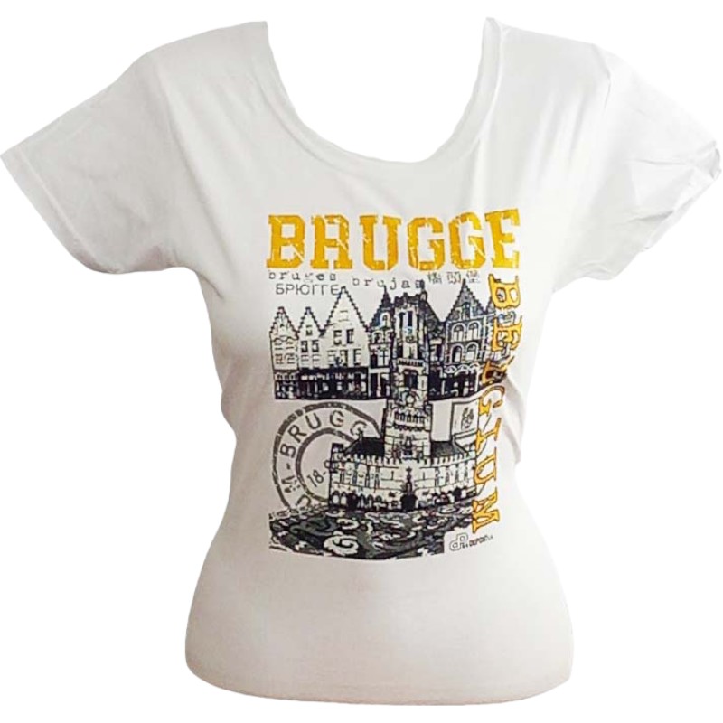 T-Shirt Ladies Brugge Stamp White