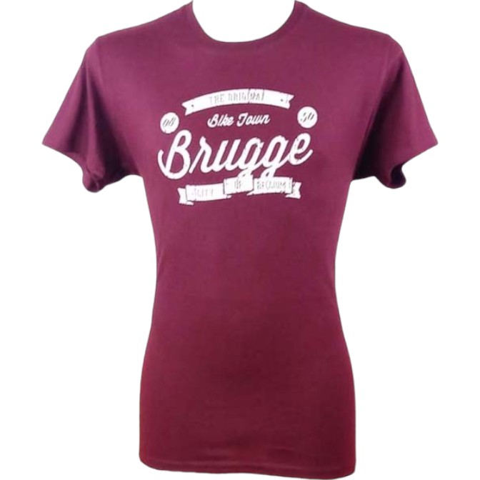 T-shirt adults Brugge bike town burgundy L