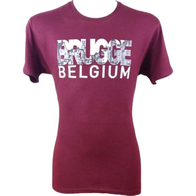 T-Shirt Adults Brugge Panorama Burgundy
