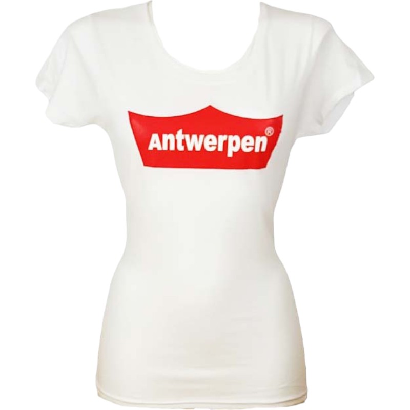 T-Shirt Ladies Antwerpen Red Crown White
