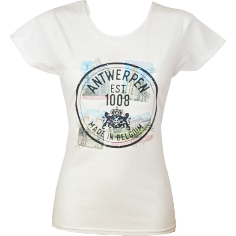 T-Shirt Ladies Antwerpen Post White