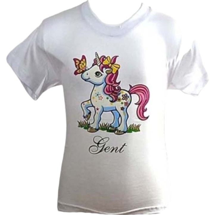 T-Shirt Kids Gent Unicorn White