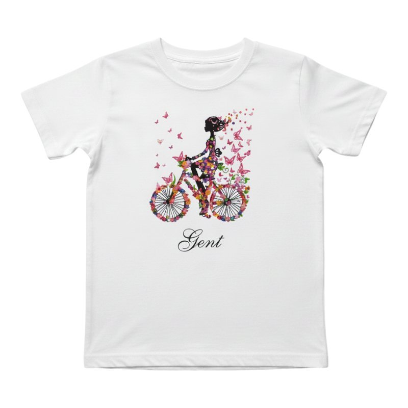 T-shirt kind Gent girl on bike white  11-12