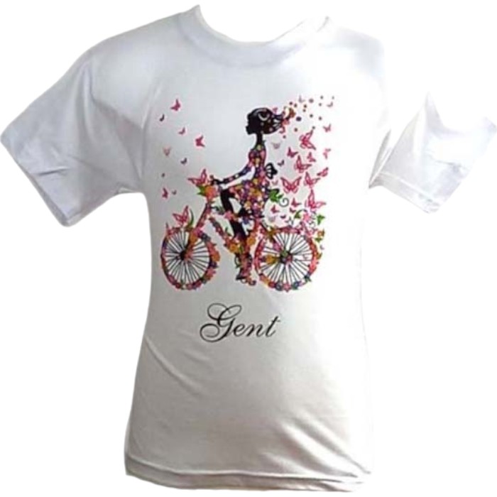 T-shirt kids Gent girl on bike white  5-6