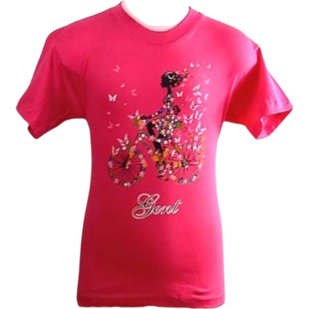 T-shirt kids Gent girl on bike fuchia  5-6