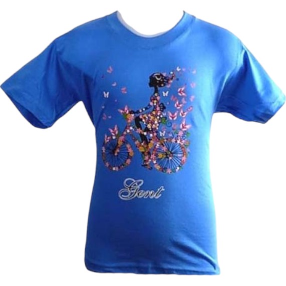 T-shirt kids Gent girl on bike azur L