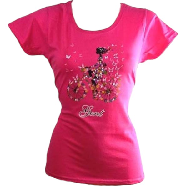 T-shirt ladies Gent girl on bike fuchia L