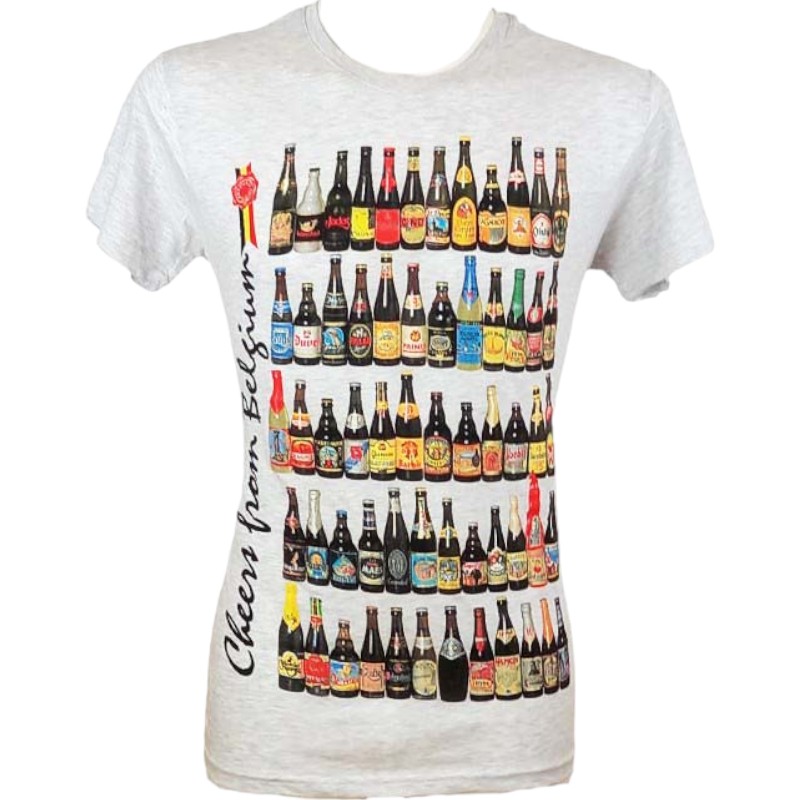 T-shirt beer bottles grey L