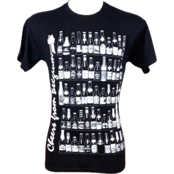 T-shirt beer bottles black and white L