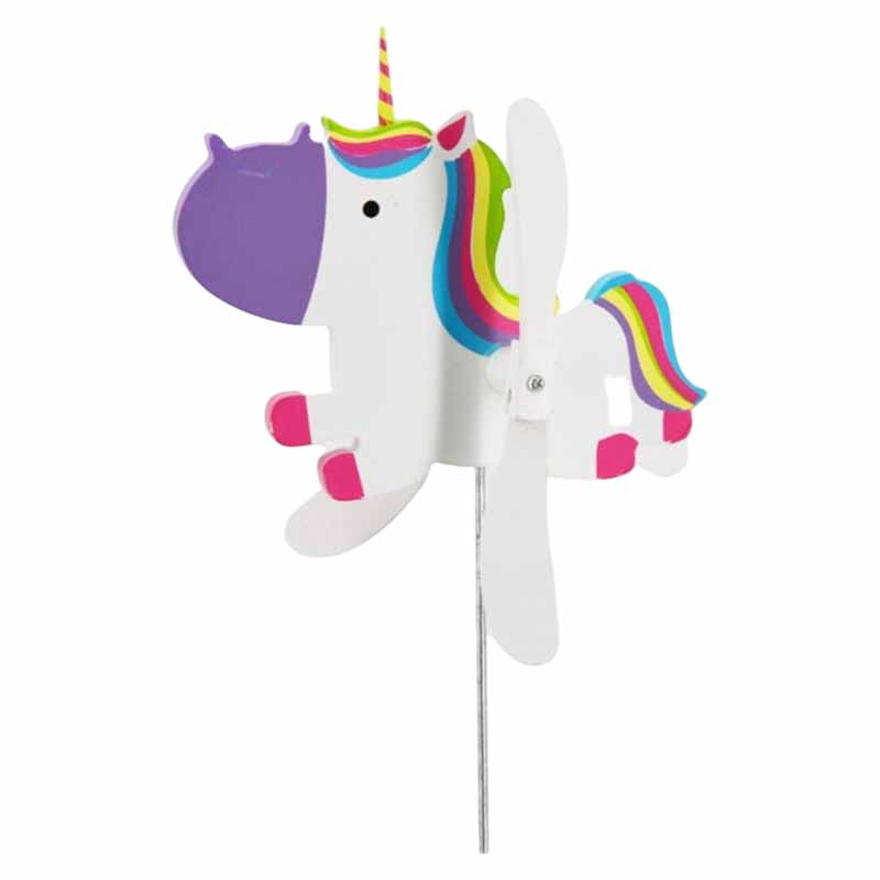 Moulin à vent licorne 14 cm H 54 cm